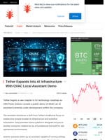 Tether Expands Into AI Infrastructure With QVAC Local Assistant...