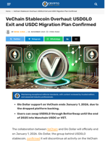 VeChain Stablecoin Overhaul: USDGLO Exit and USDC Migration Plan Confirmed - Crypto News Flash