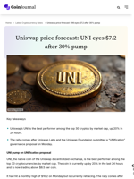 Uniswap price forecast: UNI eyes $7.2 after 30% pump - CoinJournal