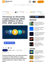 Thumzup to Diversify Crypto Holdings With $250 Million in BTC, ETH, XRP, and More – Crypto News Bitcoin News