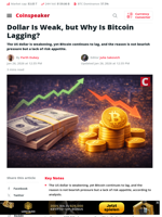 Dollar Is Weak, but Why Is Bitcoin Lagging? - Coinspeaker