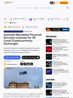 Australia Mandates Financial Services Licenses for All Local Cryptocurrency Exchanges – News Bytes Bitcoin News