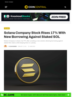 Solana Company Stock Rises 17% With New Borrowing Against Staked SOL