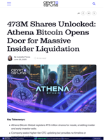 473M Shares Unlocked: Athena Bitcoin Opens Door for Massive Insider Liquidation