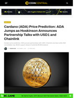 Cardano (ADA) Price Prediction: ADA Jumps as Hoskinson Announces Partnership Talks with USD1 and Chainlink - CoinCentral