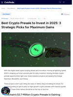 Best Crypto Presale to Invest in 2025: 3 Strategic Picks for Maximum Gains : Nexchain, BlockDAG, and Solaxy