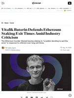 Vitalik Buterin Defends Ethereum Staking Exit Times Amid Industry Criticism - Decrypt