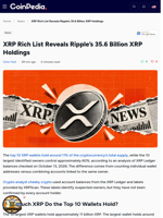 XRP Rich List Reveals Ripple’s 35.6 Billion XRP Holdings