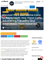 Discover the 6 Best Meme Coins to Buy for 2025: How These Coins Are Gaining Popularity and What Makes Them Stand Out | Live Bitcoin News