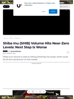 Shiba Inu (SHIB) Volume Hits Near-Zero Levels: Next Step Is Worse - U.Today