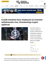 Credit markets face shakeout as investor withdrawals rise, threatening crypto spillover