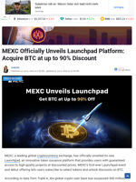 MEXC Officially Unveils Launchpad Platform: Acquire BTC at up to 90% Discount