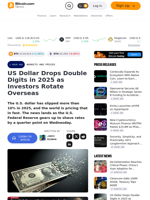 US Dollar Drops Double Digits in 2025 as Investors Rotate Overseas – Markets and Prices Bitcoin News