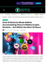 Grok AI Detects Whale Wallets Accumulating These 5 Hidden Crypto Rockets – Act Within the Next 12 Hours - Crypto News Flash