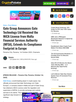 Gate Group Announces Gate Technology Ltd Received the MiCA License from Malta Financial Services Authority (MFSA), Extends its Compliance Footprint in Europe