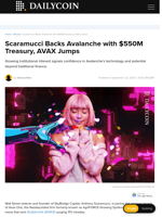Scaramucci Backs Avalanche with $550M Treasury, AVAX Jumps - DailyCoin