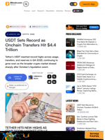 USDT Sets Record as Onchain Transfers Hit $4.4 Trillion – Bitcoin News