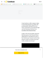 Ledger Eyes New York IPO or Fund Raise: Report