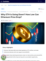 Why ETH Is Going Down? How Low Can Ethereum Price Drop?