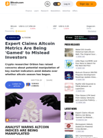 Expert Claims Altcoin Metrics Are Being 'Gamed' to Mislead Investors – Altcoins Bitcoin News