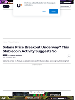 Solana Price Breakout Underway? This Stablecoin Activity Suggests So - U.Today