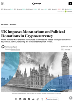 UK Imposes Moratorium on Political Donations in Cryptocurrency - Decrypt