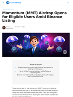 Momentum (MMT) Airdrop Opens for Users Binance Lists MMT