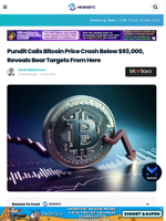 Pundit Calls Bitcoin Price Crash Below $93,000, Reveals Bear Targets From Here