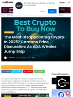 The Most Disappointing Crypto In 2025? Cardano Price Discussion: As ADA Whales Jump Ship | Live Bitcoin News
