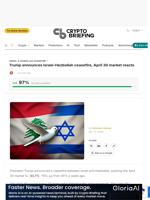 Trump announces Israel-Hezbollah ceasefire, April 30 market reacts