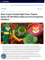 Best Crypto Presale Right Now: Pepeto Raises $6.4M While Shiba Inu Price Prediction Weakens