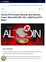 Altcoin ETFs Smash Records, But Altcoins Crash: When Will XRP, SOL, HBAR And ETH Rally?