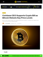 Coinbase CEO Supports Crypto Bitcoin Retests Key Price Levels