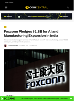 Foxconn Pledges $1.8B for AI and Manufacturing Expansion in India - CoinCentral
