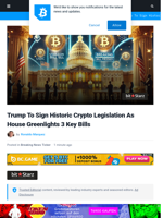 Trump To Sign Historic Crypto Legislation As House Greenlights 3 Key Bills | Bitcoinist.com