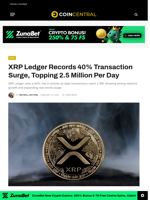 XRP Ledger Records 40% Transaction Surge, Topping 2.5 Million Per Day - CoinCentral