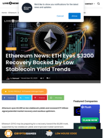 Ethereum News: ETH Eyes $3200 Recovery Backed by Low Stablecoin Yield Trends | Live Bitcoin News