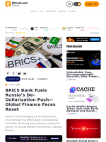 BRICS Bank Fuels Russia’s De-Dollarization Push—Global Finance Faces Reset – Economics Bitcoin News