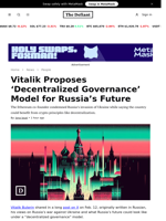 Vitalik Proposes ‘Decentralized Governance’ Model for Russia’s Future - 
