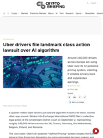 Uber drivers file landmark class action lawsuit over AI algorithm
