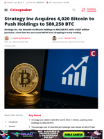Strategy Inc Adds 4,020 BTC, Now Holds 580K+