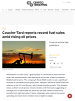 Couche-Tard reports record fuel sales amid rising oil prices