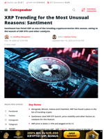 XRP Trending for the Most Unusual Reasons: Santiment - Coinspeaker