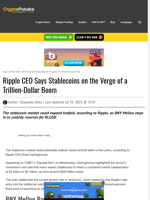 Ripple CEO Says Stablecoins on the Verge of a Trillion-Dollar Boom