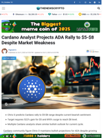 Cardano Analyst Projects ADA Rally to $5-$8 Despite Market Weakness