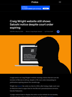 Craig Wright website still shows Satoshi notice despite court order expiring