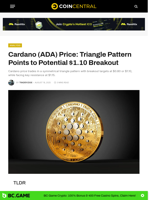 Cardano (ADA) Price: Triangle Pattern Points to Potential $1.10 Breakout - CoinCentral