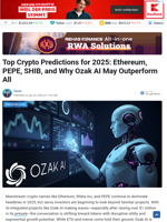 Top Crypto Predictions for 2025: Ethereum, PEPE, SHIB, and Why Ozak AI May Outperform All