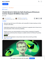 Buterin Defends Ethereum Scaling Amid Gas Limit Surge