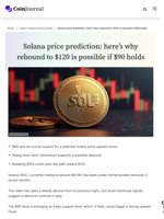Solana price prediction: here’s why rebound to $120 is possible if $90 holds - CoinJournal
